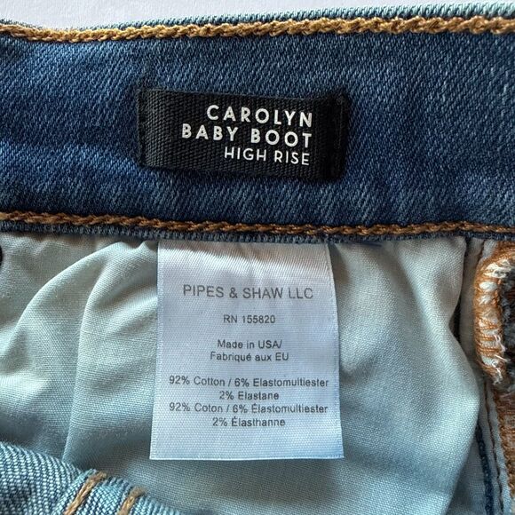 NWOT Veronica Beard Carolyn Button Fly Baby Boot Dolphin Hem Jean in Beacon Wash - Picture 7 of 11